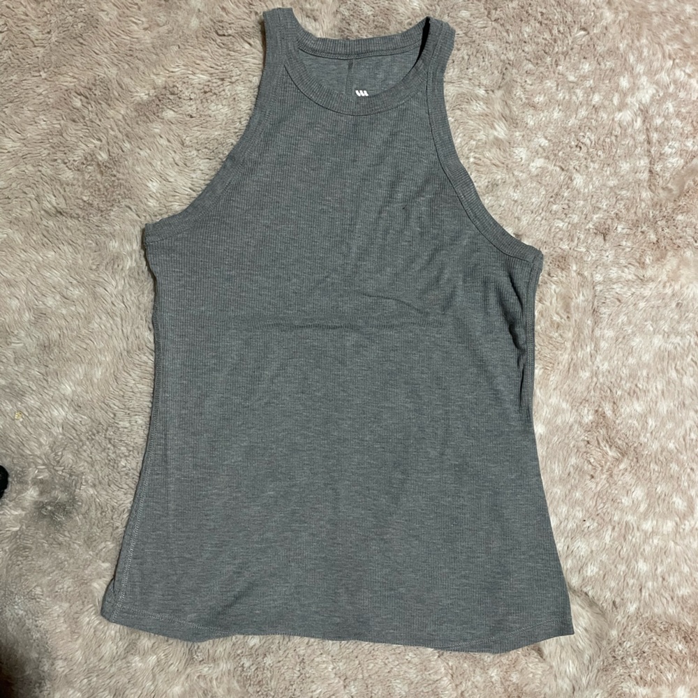 Gray racetrack exercise tank